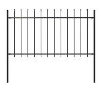 Vidaxl Garden Fence With Spear Top Steel 1.7X1.2 M Black
