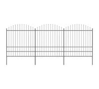 Garden Fence Steel 537x200 cm Black Spear Top 3 Panels 4 Posts Easy Fit Security