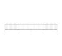 Garden Fence Steel Black 1.25-1.5m x 6.8m Spear Top 4 Panels 5 Posts Heavy-Duty