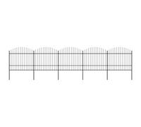 Garden Fence Steel Black 1.5-1.75m x 8.5m Spear Top 5 Panels 6 Posts Heavy-Duty