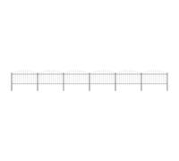 Garden Fence Steel Black 10.2m x 1.25-1.5m Heavy-Duty Spear Top 6 Panels 7 Posts