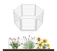 Garden Fence with Gate 60 cm(H) x 3.4 m(L) 6 Panels, Heavy Duty Metal Animal Barrier for Dog and Rabbit, Outdoor Fencing, Easy Set Up, White