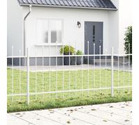 Garden Fence with Hoop Top - White, 6.8x1 m Steel Berkfield Home White One Size