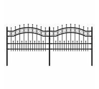 Garden Fence with Spear Top Black Powder-coated Steel Fence Multi Sizes vidaXL