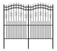 Garden Fence with Spear Top Black Powder-coated Steel Fence Multi Sizes vidaXL
