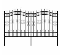 Garden Fence with Spear Top Black Powder-coated Steel Fence Multi Sizes vidaXL