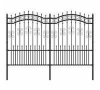 Garden Fence with Spear Top Black Powder-coated Steel Fence Multi Sizes vidaXL