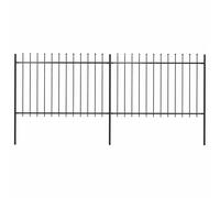 Garden Fence with Spear Top Steel 3.4x1.2 m Black