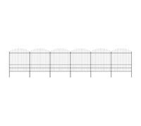 Garden fence with spearhead, steel, 1070 x 200 cm, black, robust privacy fence for garden, yard and outdoor privacy screen