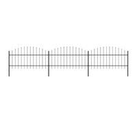Garden Fence with Spearhead, Steel, 537 x 125 cm, Black, Robust Fence Panel for Property Boundary, Durable Outdoor Fence