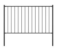 Garden Fence with Steel, Outdoor Boundary, Black, 1.7x1.25 m with Posts