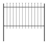 Garden Fence WOERDEN 2 Pack 3.4 x 1 m Powder-Coated Steel Grey | Rectangular Design, , Se Barrier, Easy Assembly for Garden or Terrace