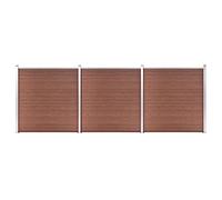 Garden Fence WPC 526 x 186 cm Brown Wood Plastic Composite with Aluminium Posts Fence Panels for Garden Fences and Decorative Fencing with High Stability and Easy Assembly