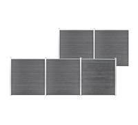 Garden Fence WPC 872 x 186 cm, Grey, Durable Wood-Plastic Composite Panel, Robust Aluminium Profile, Expandable System for Garden and Yard