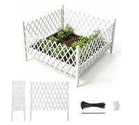Garden Fencing Bamboo Screen，Expandable Privacy Fence Decorative Divider，Adjustable Retractable Fence Garden Trellis，Dog Fence Border Fencing for Yard Patio Landscape Flower Bed(Cream,H180 x L220cm)