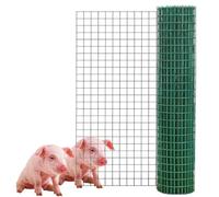 Garden Fencing Mesh, Green PVC Coated Galvanised Steel Welded Wire Mesh Roll Mesh Size 3x3cm, Wire Diameter 2mm Heavy Wire Fence Mesh(0.5x5m)