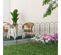 Outsunny Set of Five Decorative Heart Metal Fence Panels - Black