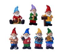 Garden Figurines, 7 Miniature Garden Gnomes Ornament Outdoor, Garden Ornament Outdoor, Resin Statue, Statue Resin Figurine Dwarf Sculpture, Fairy Garden Decorations For Friend