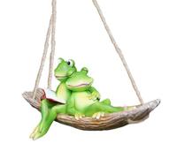 Garden Figurines - Frog Figurine Swing for Outdoor - Resin Art Weatherproof for Garden Patio Patio Animal Sculpture Wedding Christmas Moving