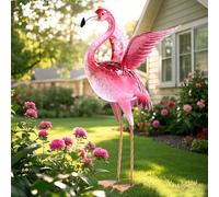 Natelf Garden Flamingo Statues and Sculptures, Outdoor Metal Bird Yard Art, Pink Flamingos Lawn Ornament for Patio Backyard Porch Decorations