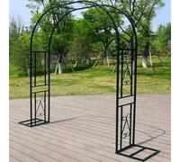 Garden Flower Arch Weatherproof Metal Rose Archway Easy Assembly Flat Pack No Tools Required Sturdy Outdoor Structure for Climbing Plants Dark Green (300x40x230cm)