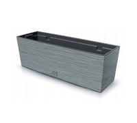 2-in-1 Flower Box with Inner Box, Balcony Box, Plant Pot, Riffel Look, Plastic, Rectangular, 58 cm x 18 cm x 19.5 cm (Grey)