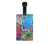 Garden Flower Print Luggage Tags with Full Back Privacy Cover - Bright Suitcase Identifier for Travel, Cruise & More