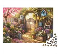 Garden Flowers Gate Jigsaw Puzzle, 1000 Pcs For Adults | 52x38cm Cardboard, Brain Workout, Tight Puzzle Fit, Adult Hobbyists, Stress Reduction