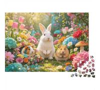 Garden Flowers Jigsaw Puzzles 1000 Pieces Recycled Bunny Hamster Senior Puzzles Party Game Props Great Gift Idea for Family And Friends Birthdays 70x50cm/1000pcs
