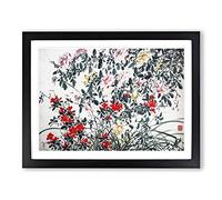Garden Flowers Vol.12 By Chen Daofu Asian Japanese Framed Print | A2 Black Framed Wall Art | Ready to Hang | Asian Floral Picture | Living Room Bedroom Lounge Office