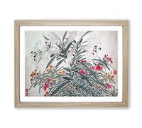 Garden Flowers Vol.15 By Chen Daofu Asian Japanese Framed Print | A2 Oak Framed Wall Art | Ready to Hang | Asian Floral Picture | Living Room Bedroom Lounge Office