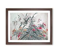 Garden Flowers Vol.15 By Chen Daofu Asian Japanese Framed Print | A3 Walnut Framed Wall Art | Ready to Hang | Asian Floral Picture | Living Room Bedroom Lounge Office