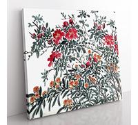 Garden Flowers Vol.5 by Chen Daofu Asian Japanese Canvas Wall Art Print Ready to Hang, Framed Picture for Living Room Bedroom Home Office Décor, 35x35 cm (14x14 Inch)