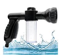 Garden Foam Spray Gun, 8 Patterens Adjustable Foam Garden Sprayer with Soap Dispenser, High-Pressure Hose Attachment with Reservoir for Lawn/Garden Watering Car Washing Pet Bathing Fertiliser Black