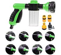 Garden Foam Water Sprayer, 8 Adjustable Patterns Heavy Duty Hose Nozzle Sprayer Gun, Comfort Rubber Grip High Pressure Flow Control Gardening Tool,