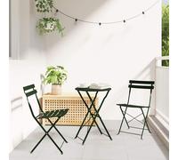 Garden Folding Chair 2pcs Dark Green Powder-Coated Steel 42x46x82 cm for Patio.