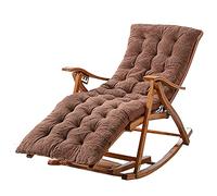 Garden Folding Recliner Bamboo Outdoor Rocking Chair, Portable Adjustable Elderly Lounge Chair, With Extended Footstool And Removable Cotton Pad, Load 200kg(Color:brown)