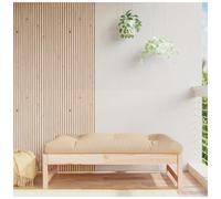 Garden footstool 120x80 cm Solid Pinewood Slatted Frame Beige Oxford Cushion12cm