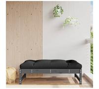 Garden footstool 120x80cm Solid pine GreyPine Slatted Modular with Beige Cushion