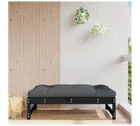 Garden Footstool Black Pine 120x80cm Solid Pinewood Slatted Modular Seat w/ Back