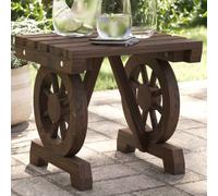 Garden Footstool Dark Brown Solid Fir Wood 40x36.5x38.5cm Outdoor Wagon Wheel