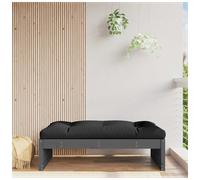 Garden footstool Grey Pine solid-pinewood 120x80 cm Beige cushion Slatted patio