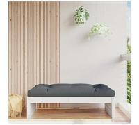 Garden footstool Pinewood 120x80 cm Slatted Outdoor Ottoman with Beige Cushion.