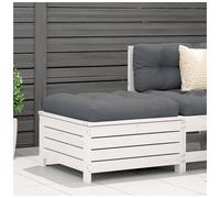 Garden footstool solid-pine wood 69x62x70.5 cm white/anthracite beige cushions