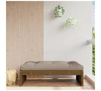 Garden footstool Solid pinewood slatted honey brown 120x80cm thick beige cushion