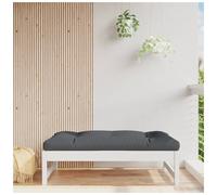 Garden Footstool White Pine 120x80 cm Solid Pinewood Slatted Frame Beige PP 12cm