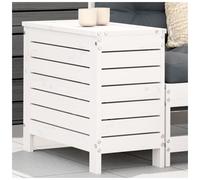 Garden Footstool White Pinewood Solid Pine 62x31.5x52 cm Foldable Side Table Out