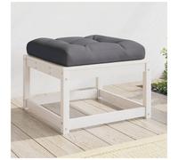 Garden Footstool White Solid Pine 63.5x63.5x38cm Slatted Outdoor Ottoman Modular