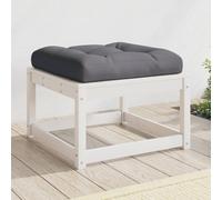 vidaXL Garden Footstool with Cushions White Solid Wood Pine