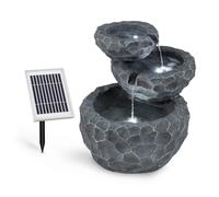 Garden Fountain Bird Bath 3 Tier Cascade Solar Powered Outdoor Water Pump LED